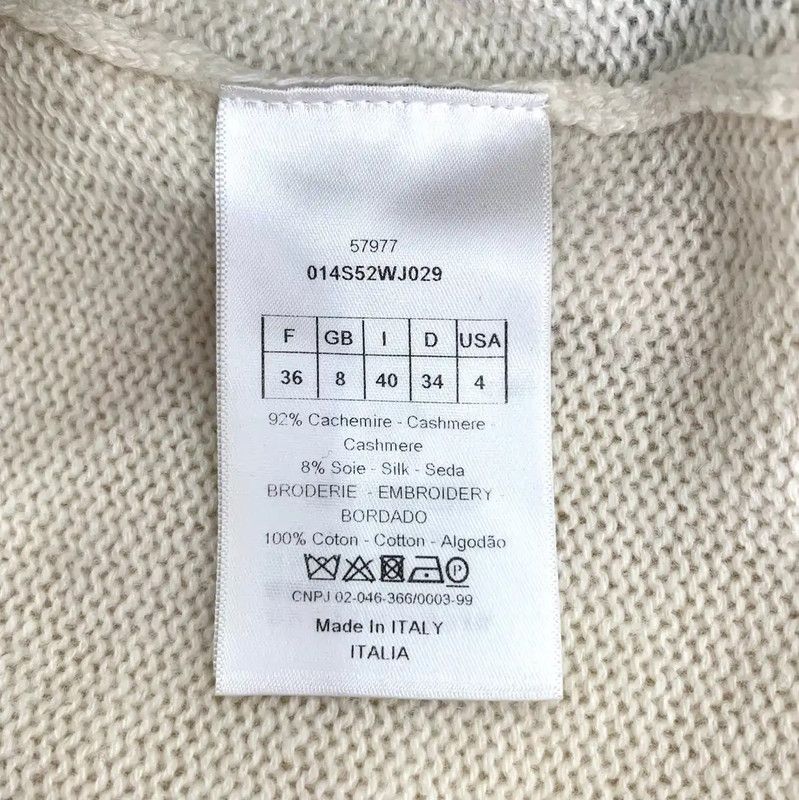 Dior Dior Cream Cashmere Embroidered Long Sleeve Sweater 0089 Size XS / US 0-2 / IT 36-38 - 6 Thumbnail