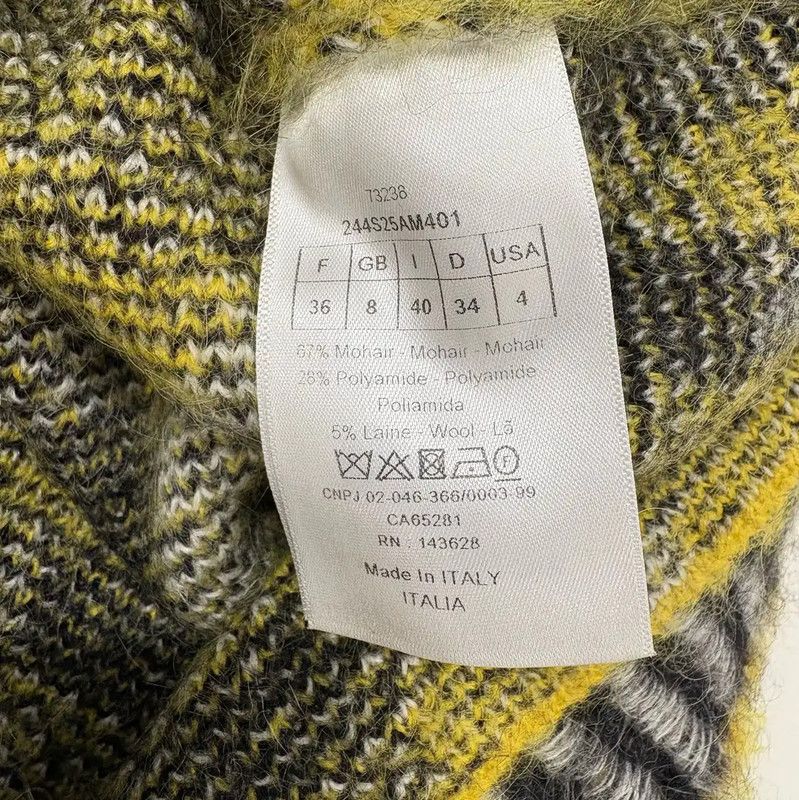 Dior Dior Yellow Mohair Checked Long Sleeve Sweater 0089 Size S / US 4 / IT 40 - 8 Thumbnail