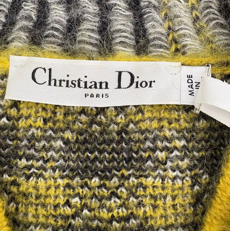 Dior Dior Yellow Mohair Checked Long Sleeve Sweater 0089 Size S / US 4 / IT 40 - 7 Thumbnail