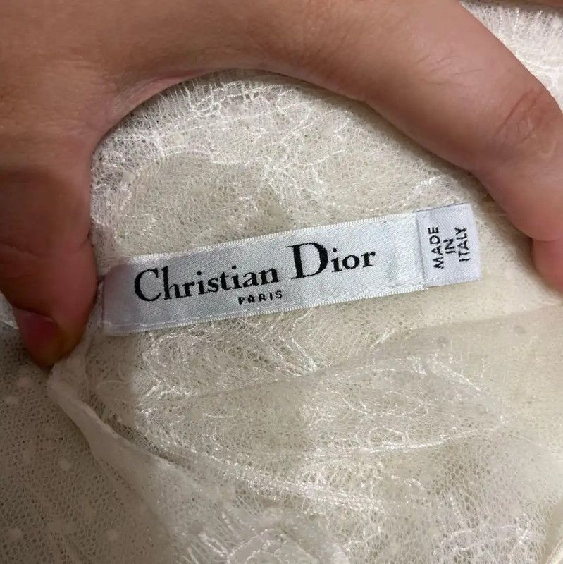 Dior Dior Sheer Long Sleeve White Top for Women 0089 Size M / US 6-8 / IT 42-44 - 3 Thumbnail