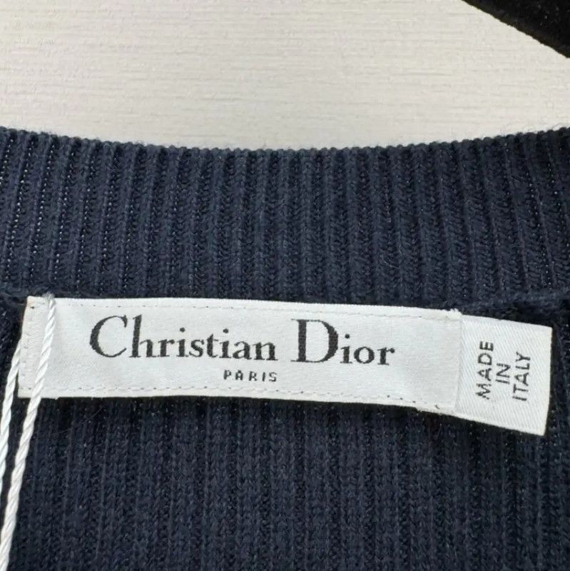 Dior Dior Women's Short Sleeve Navy Cotton T-Shirt 0089 Size S / US 4 / IT 40 - 2 Thumbnail