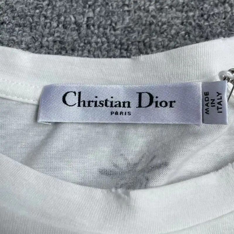 Dior Dior Summer White Cotton Blend T-Shirt 0089 Size M / US 6-8 / IT 42-44 - 5 Thumbnail