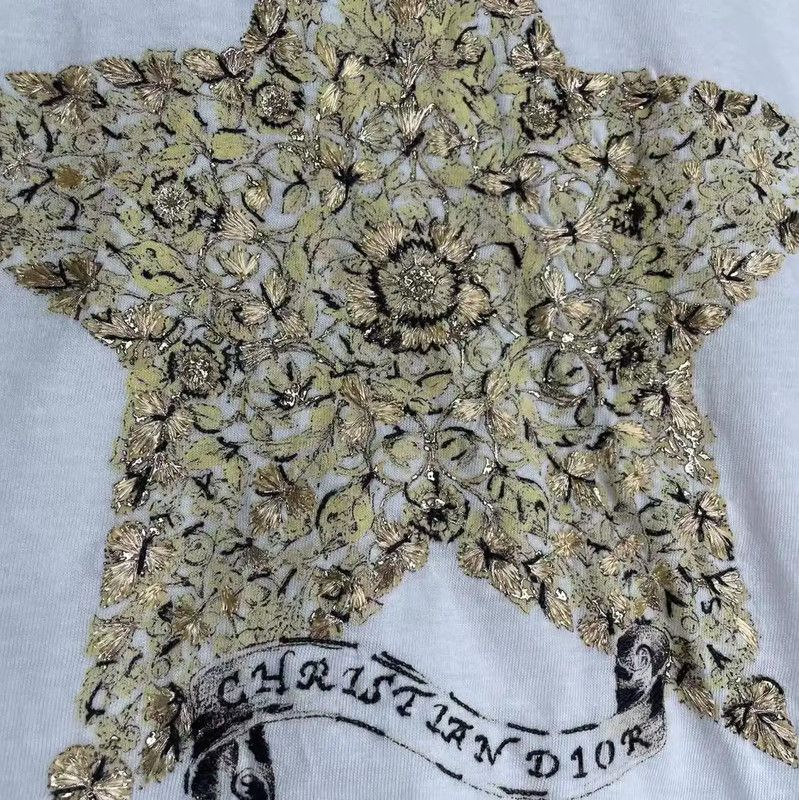 Dior Dior Summer White Cotton Blend T-Shirt 0089 Size M / US 6-8 / IT 42-44 - 4 Thumbnail