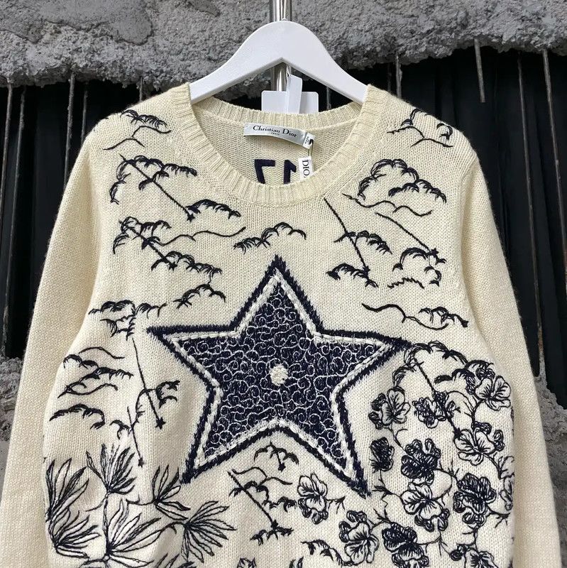 Dior Dior Spring Autumn Cream Long Sleeve Pullover 0089 Size ONE SIZE - 3 Thumbnail
