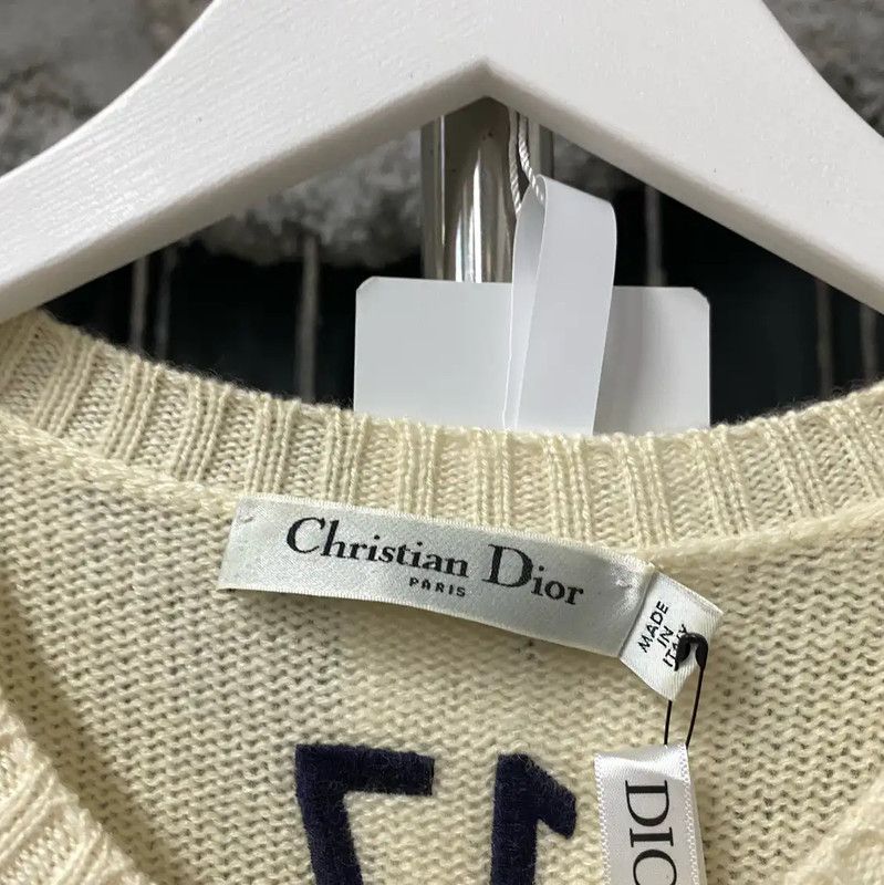 Dior Dior Spring Autumn Cream Long Sleeve Pullover 0089 Size ONE SIZE - 6 Thumbnail