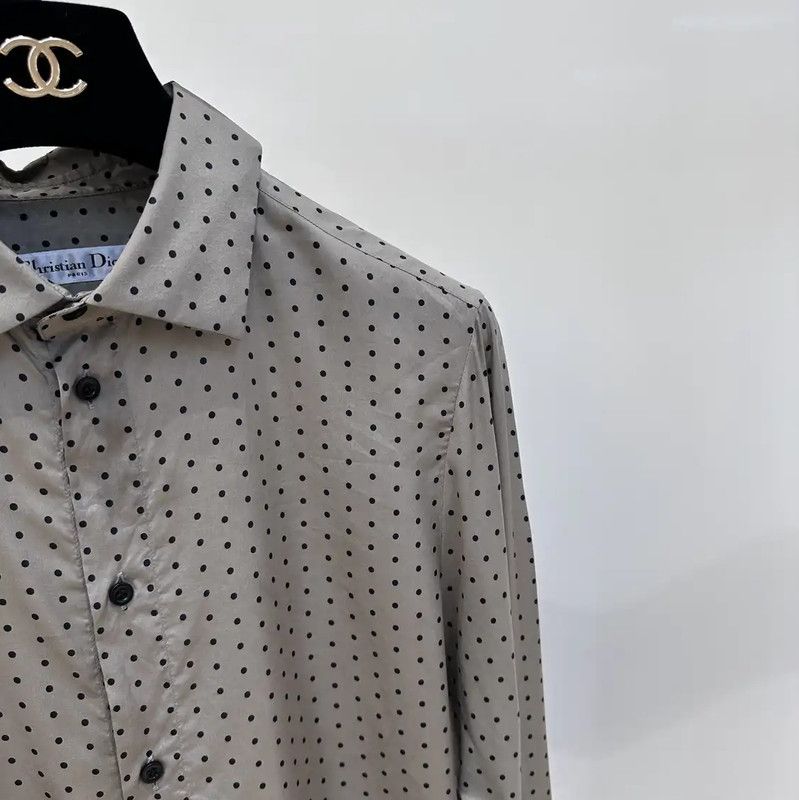 Dior Dior Gray Polka Dot Shirt for Women 0089 Size M / US 6-8 / IT 42-44 - 3 Thumbnail