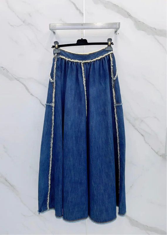 Dior Dior Blue Cotton Midi Skirt for Women 0089 Size 27" / US 4 / IT 40 - 2 Thumbnail