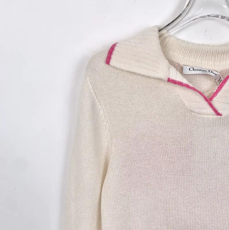 Dior Dior Cashmere Sweater with Pink Stripes 0089 Size XXS / US 00 / IT 34 - 3 Thumbnail