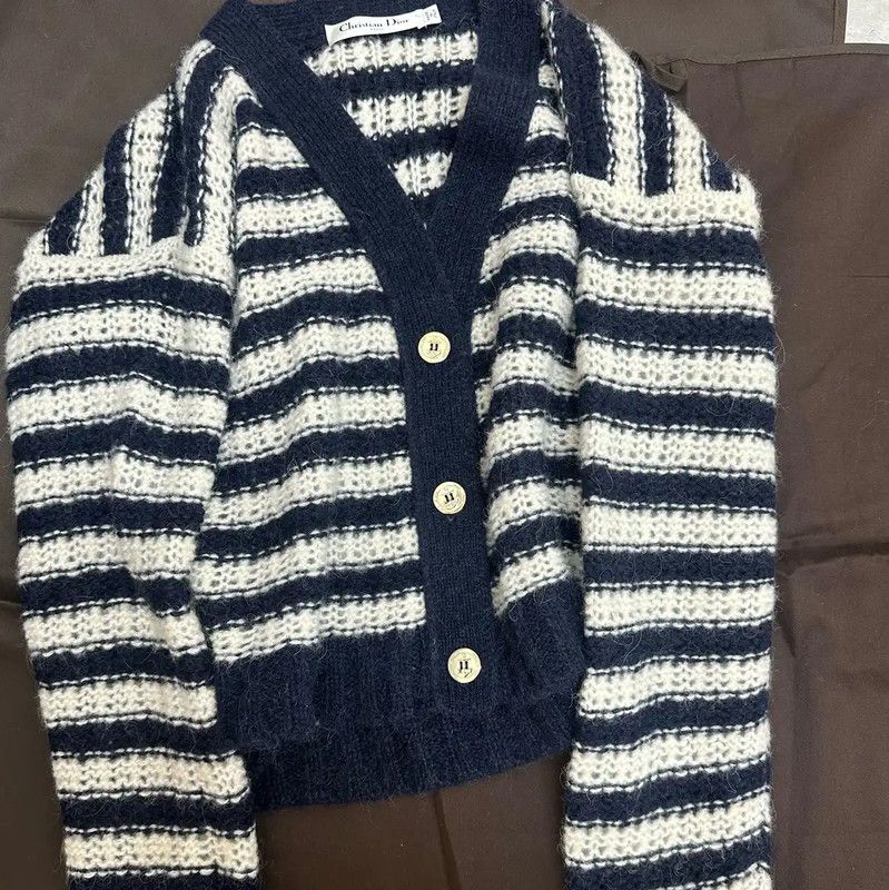 Dior Dior Deep Blue Striped Wool Cardigan for Women 0089 Size M / US 6-8 / IT 42-44 - 3 Thumbnail