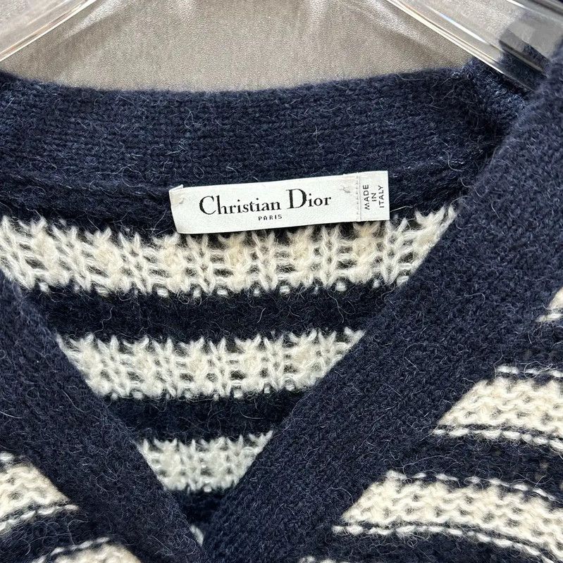 Dior Dior Deep Blue Striped Wool Cardigan for Women 0089 Size M / US 6-8 / IT 42-44 - 4 Thumbnail