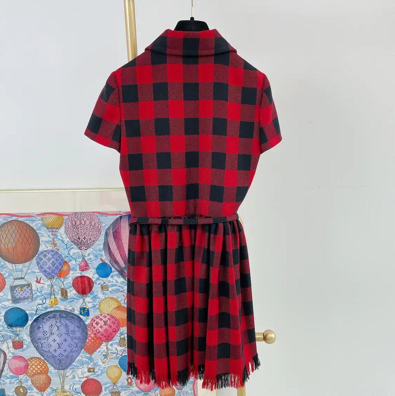 Dior Red Wool Short Sleeve Dress 0089