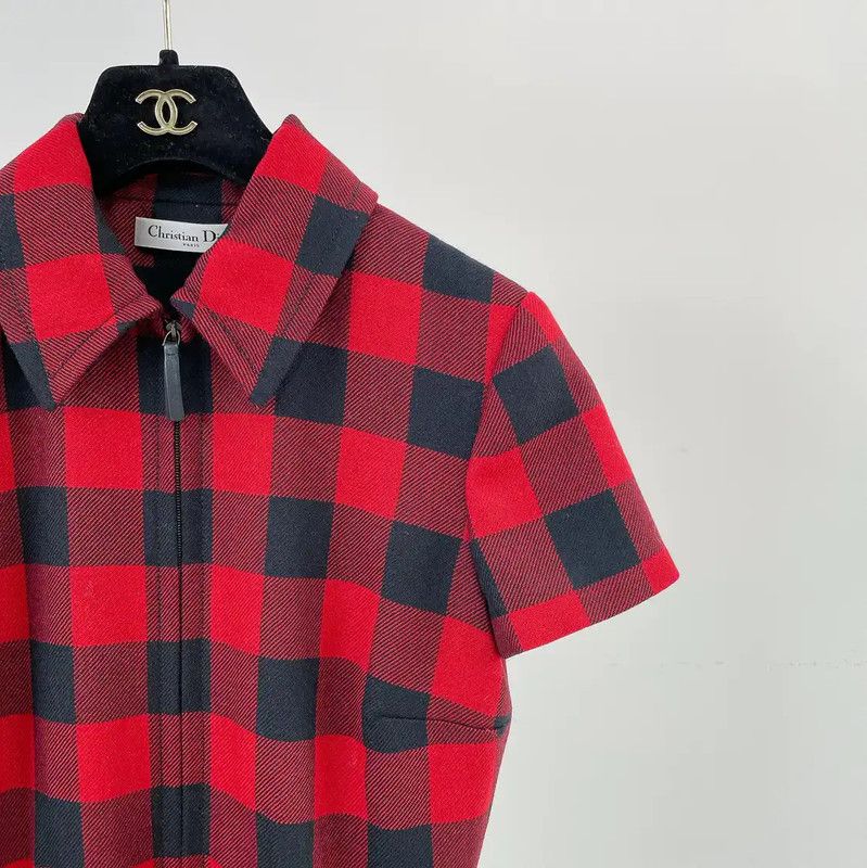 Dior Red Wool Short Sleeve Dress 0089