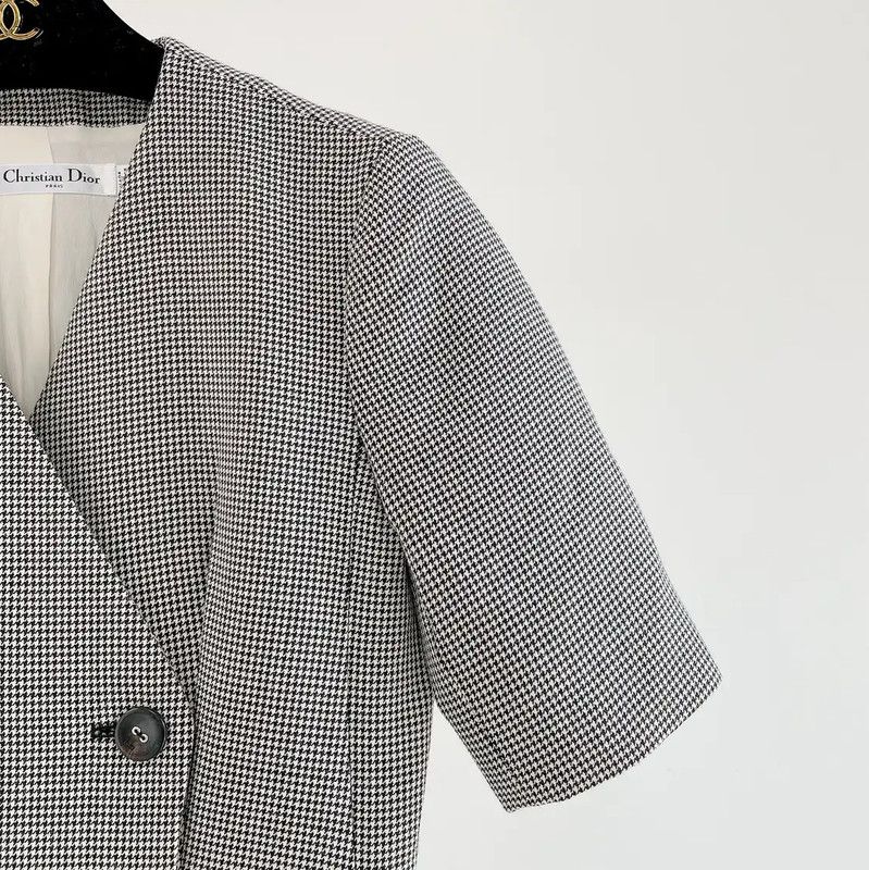 Dior Dior Grey Wool Check Short Sleeve Dress 0089 Size S / US 4 / IT 40 - 3 Thumbnail