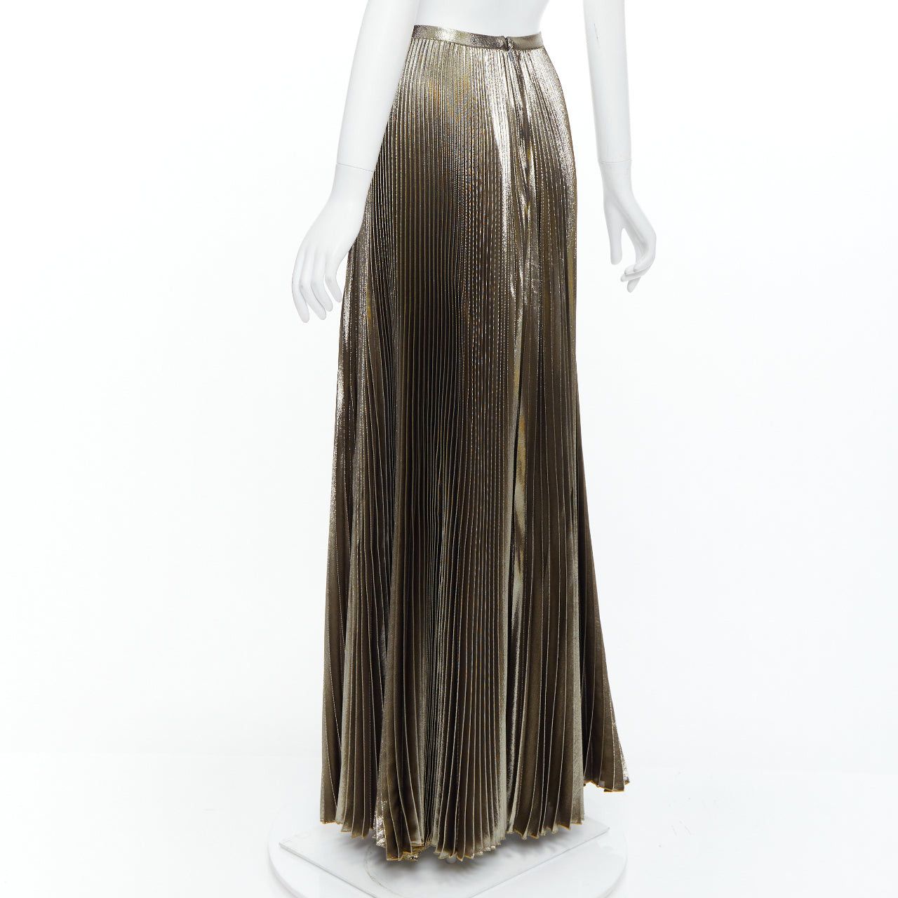 Versace VERSACE 2017 metallic gold silk-lame baroque trim pleated full skirt IT42 M Size 28" / US 6 / IT 42 - 6 Thumbnail