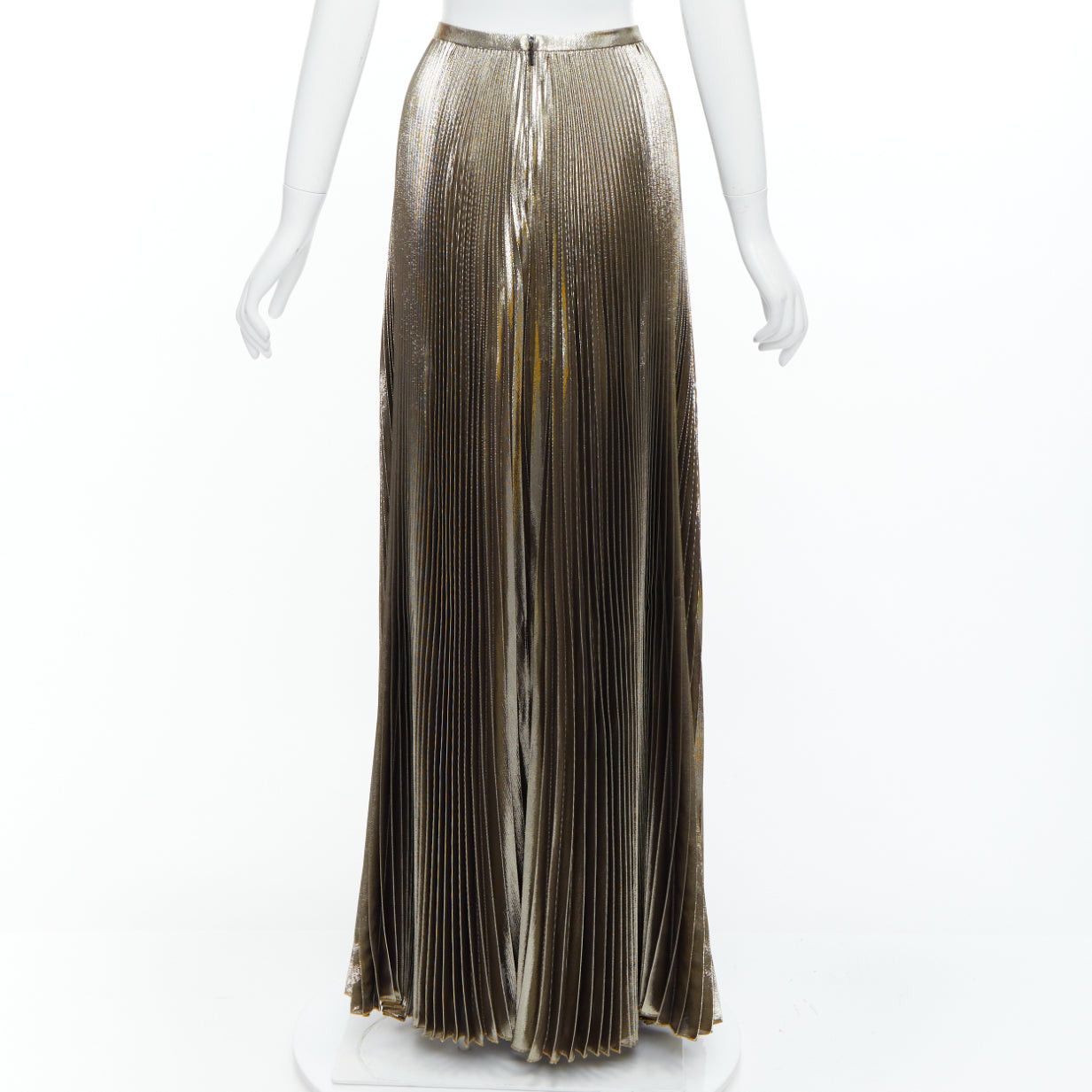 Versace VERSACE 2017 metallic gold silk-lame baroque trim pleated full skirt IT42 M Size 28" / US 6 / IT 42 - 5 Thumbnail