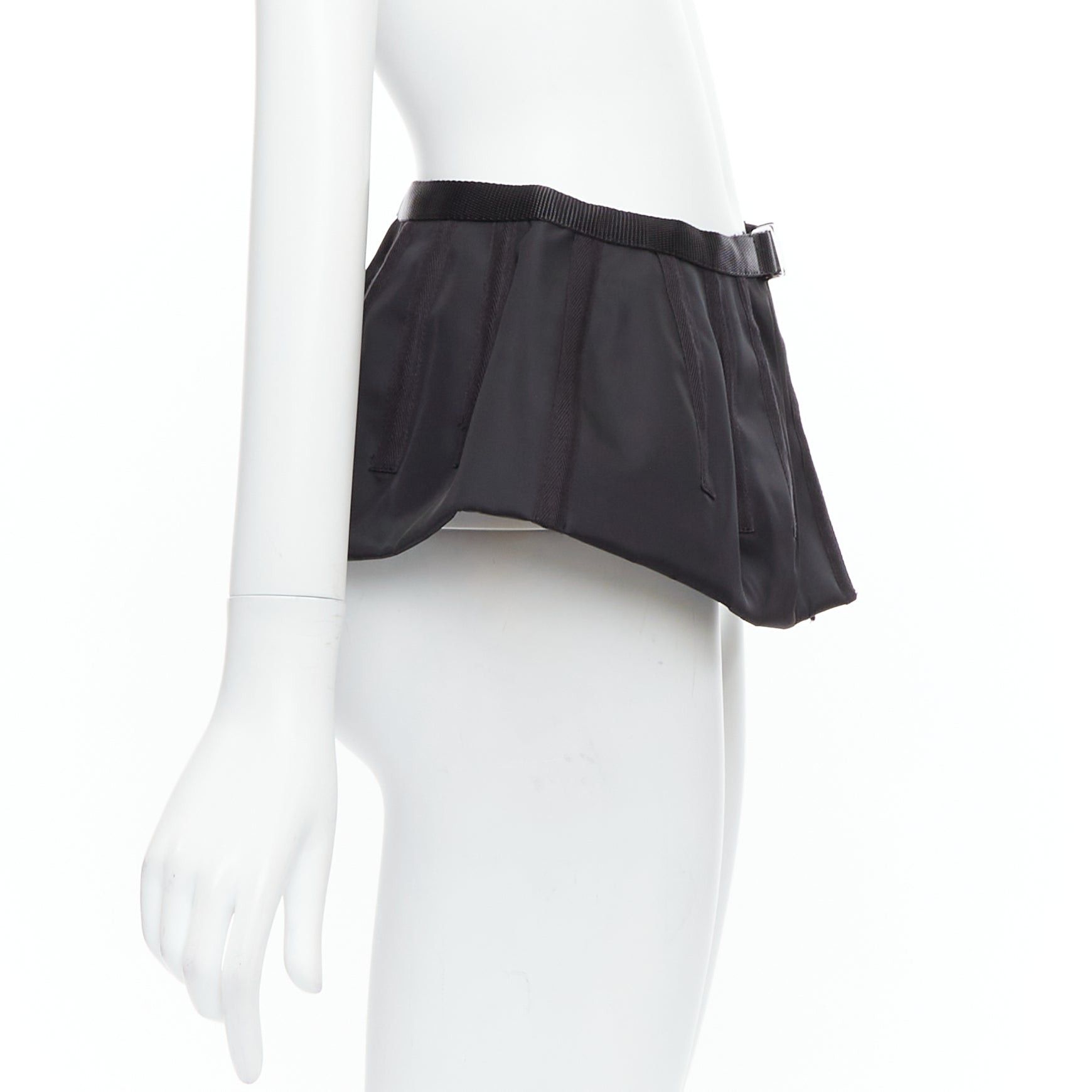 Prada PRADA 2008 black nylon silver logo buckle fabric peplum belt IT38 XS Size ONE SIZE - 4 Thumbnail