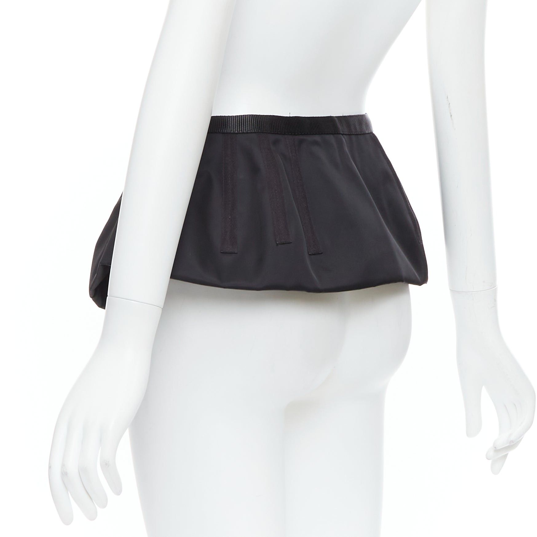 Prada PRADA 2008 black nylon silver logo buckle fabric peplum belt IT38 XS Size ONE SIZE - 6 Thumbnail