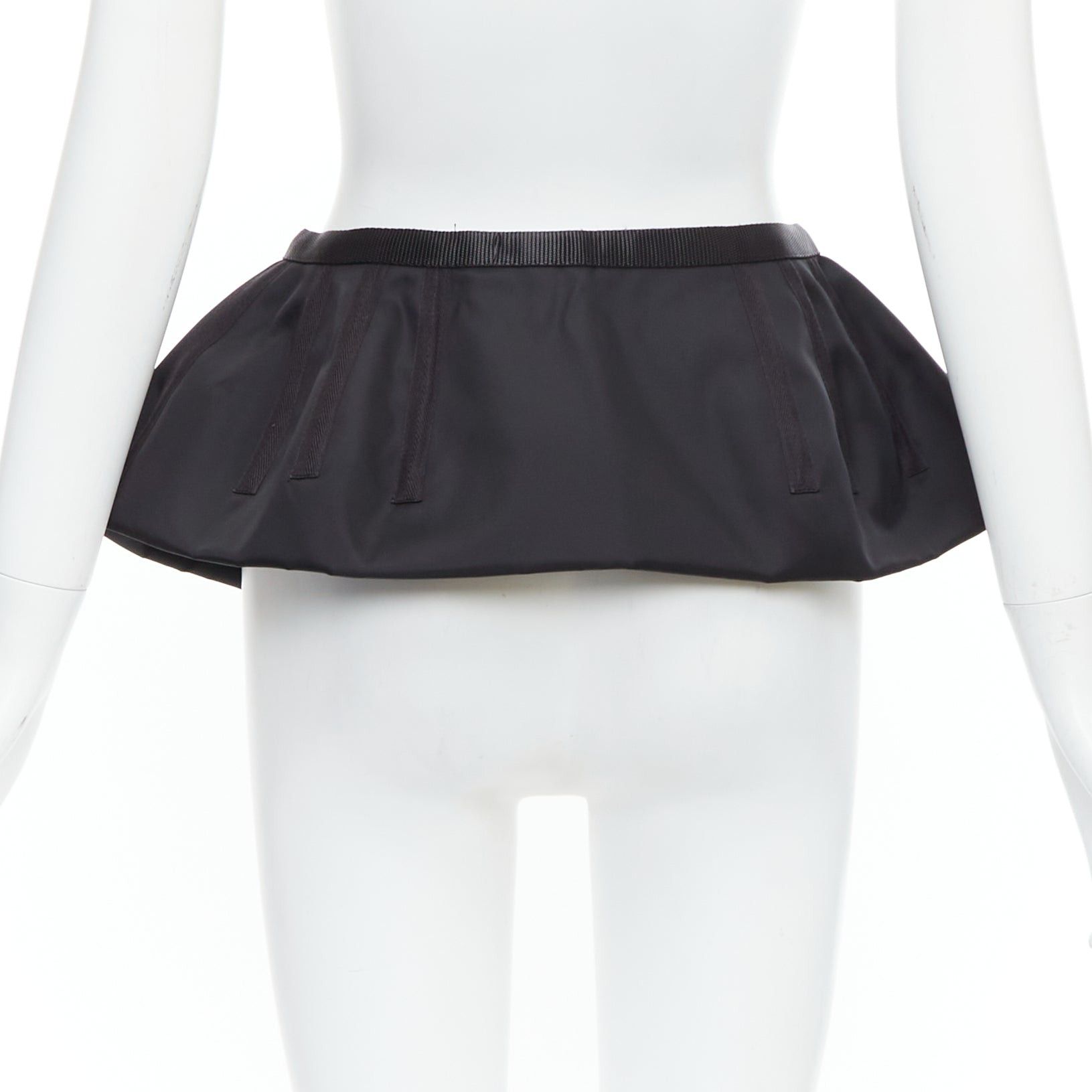 Prada PRADA 2008 black nylon silver logo buckle fabric peplum belt IT38 XS Size ONE SIZE - 5 Thumbnail