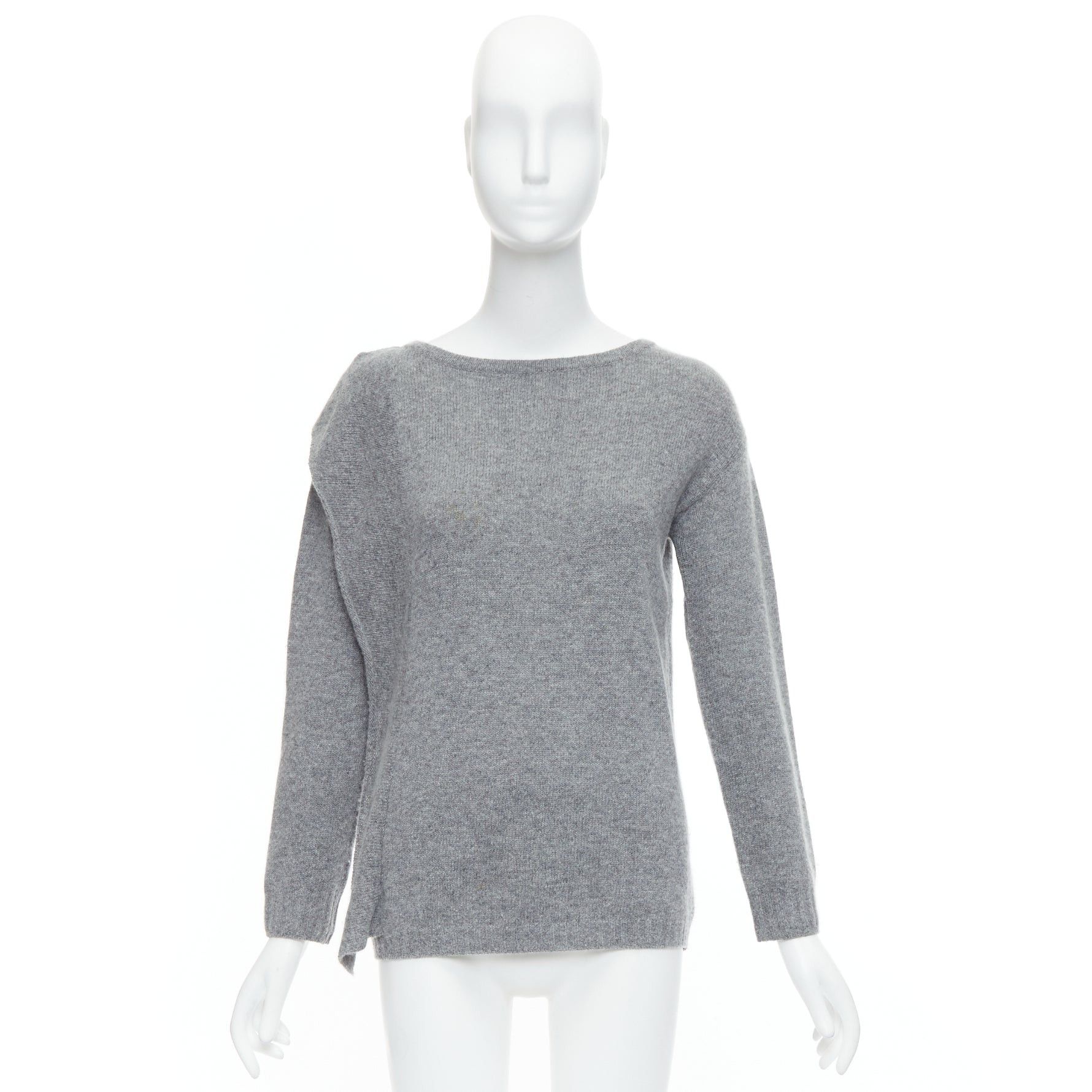 Prada PRADA 2016 grey wool cashmere side panel asymmetric sweater IT38 XS Size XS / US 0-2 / IT 36-38 - 10 Thumbnail