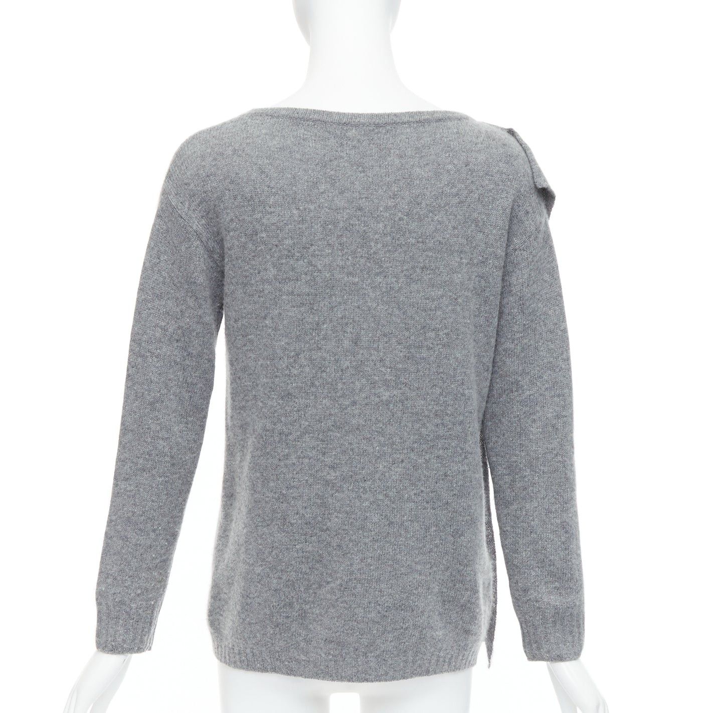 Prada PRADA 2016 grey wool cashmere side panel asymmetric sweater IT38 XS Size XS / US 0-2 / IT 36-38 - 5 Thumbnail