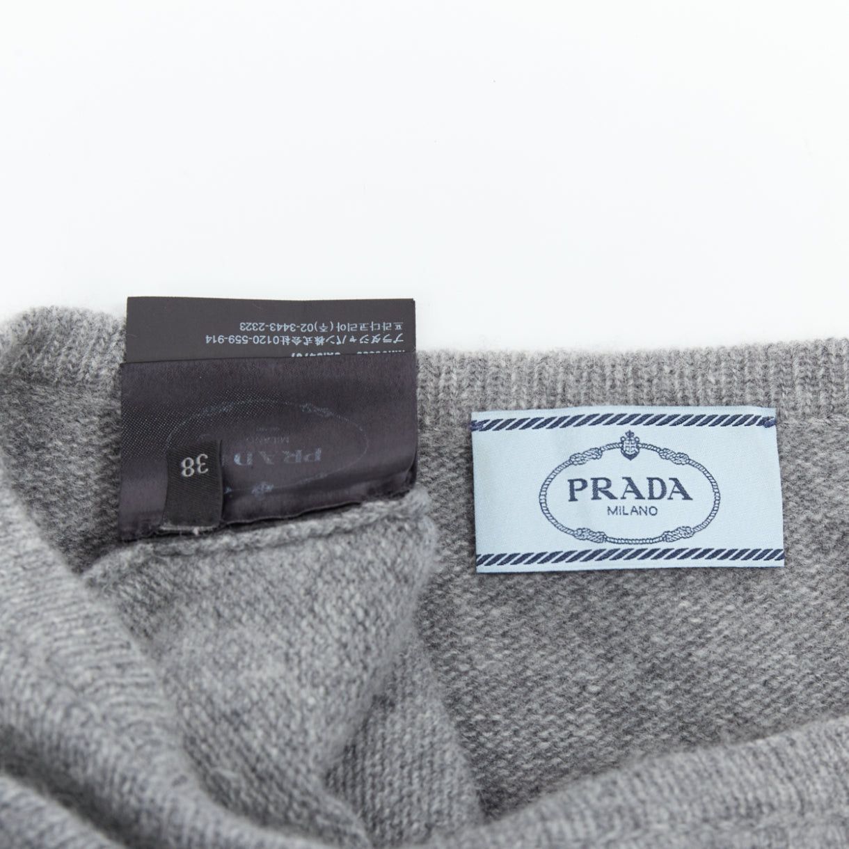 Prada PRADA 2016 grey wool cashmere side panel asymmetric sweater IT38 XS Size XS / US 0-2 / IT 36-38 - 8 Thumbnail