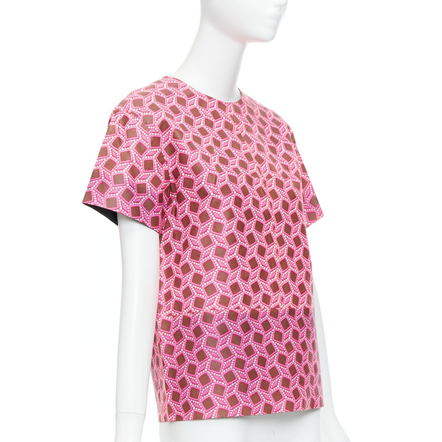 Louis Vuitton rare LOUIS VUITTON genuine leather pink enlarged lattice lace print boxy top FR36 S Size S / US 4 / IT 40 - 3 Thumbnail