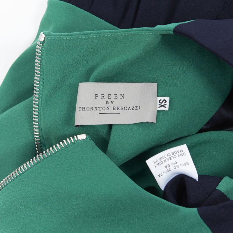 PREEN THORNTON BREGAZZI navy blue green colorblocked back cocktail dress XS  - web.mtsn13ngawi.sch.id