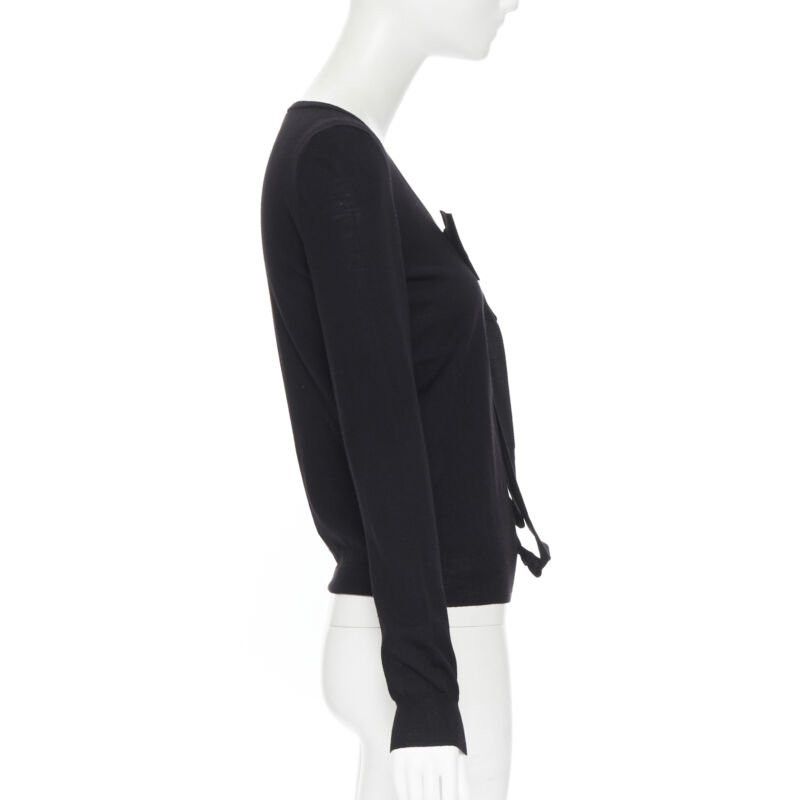 Lanvin LANVIN ALBER ELBAZ 2008 fleece wool black signature grosgrain ribbon sweater S Size S / US 4 / IT 40 - 4 Thumbnail