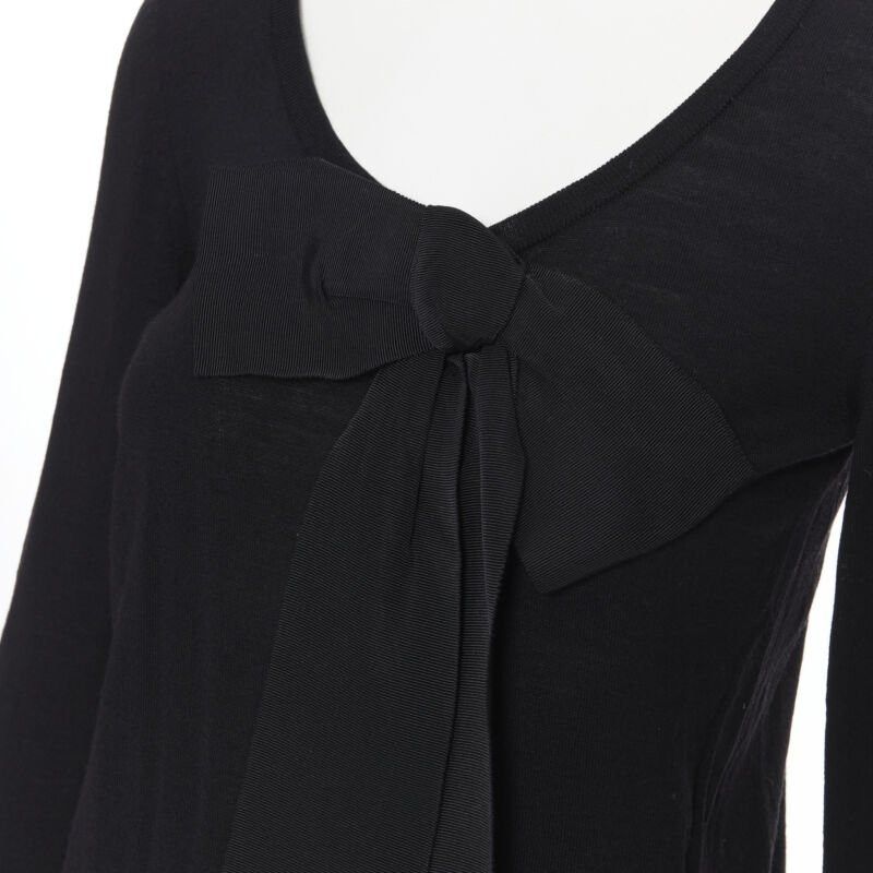 Lanvin LANVIN ALBER ELBAZ 2008 fleece wool black signature grosgrain ribbon sweater S Size S / US 4 / IT 40 - 2 Thumbnail