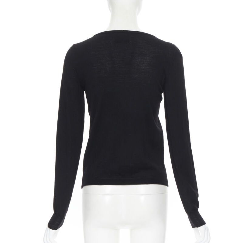 Lanvin LANVIN ALBER ELBAZ 2008 fleece wool black signature grosgrain ribbon sweater S Size S / US 4 / IT 40 - 5 Thumbnail