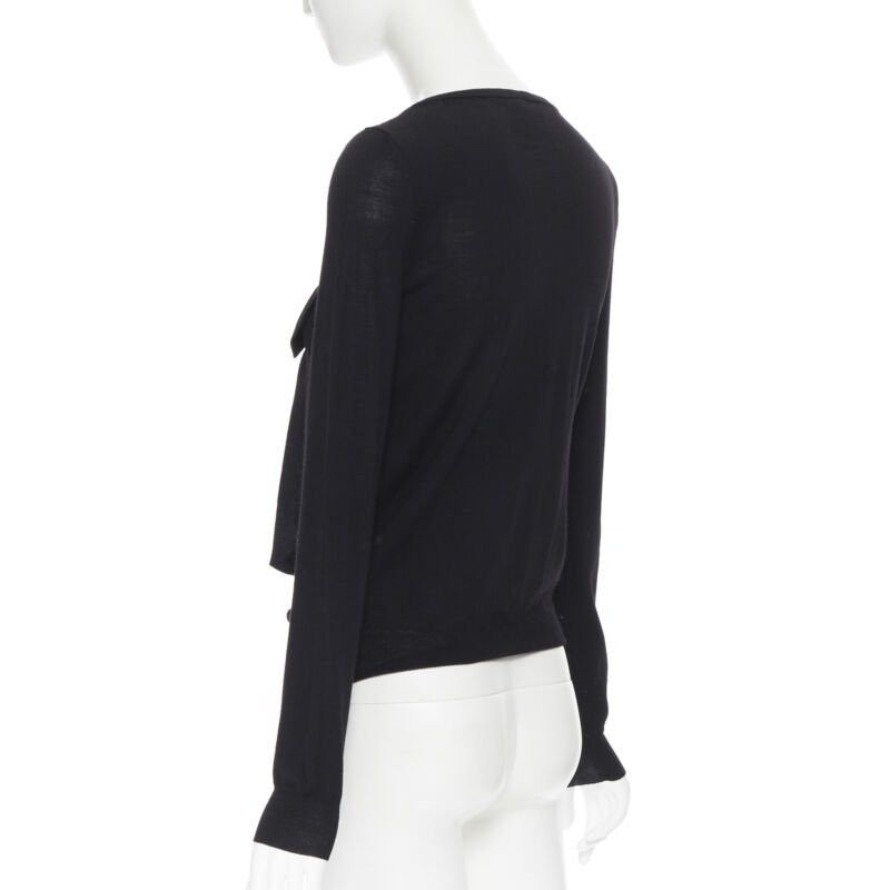 Lanvin LANVIN ALBER ELBAZ 2008 fleece wool black signature grosgrain ribbon sweater S Size S / US 4 / IT 40 - 6 Thumbnail