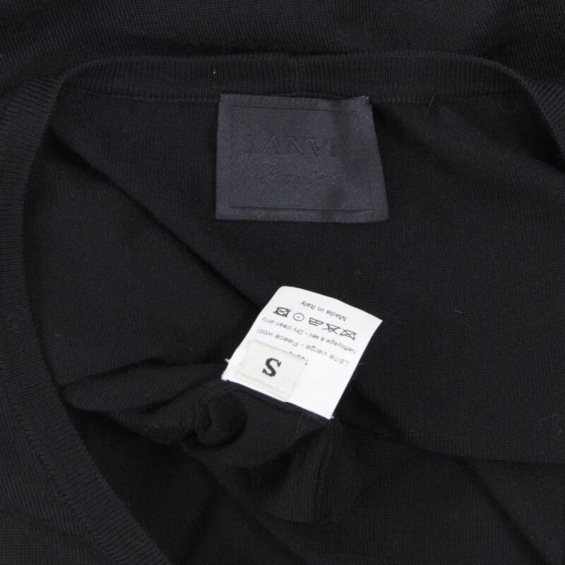 Lanvin LANVIN ALBER ELBAZ 2008 fleece wool black signature grosgrain ribbon sweater S Size S / US 4 / IT 40 - 8 Thumbnail
