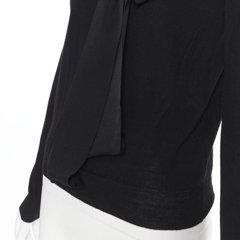 Lanvin LANVIN ALBER ELBAZ 2008 fleece wool black signature grosgrain ribbon sweater S Size S / US 4 / IT 40 - 7 Thumbnail