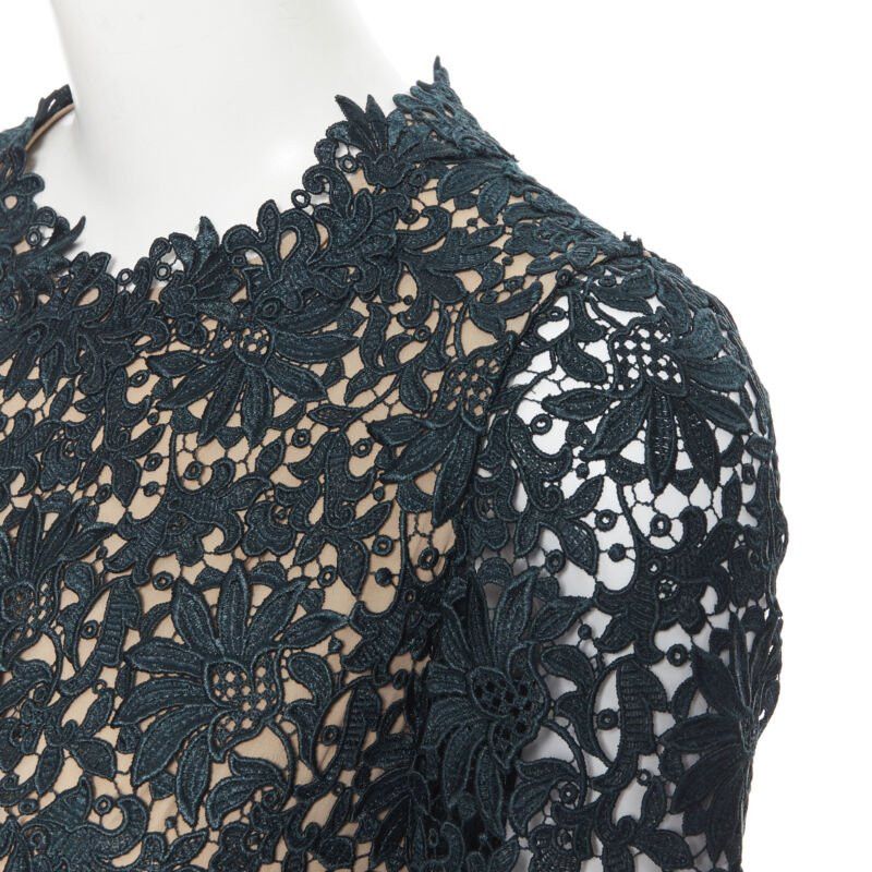 Stella McCartney STELLA MCCARTNEY 2013 green floral guipure lace fitted waist lined top IT36 XS Size XS / US 0-2 / IT 36-38 - 2 Thumbnail