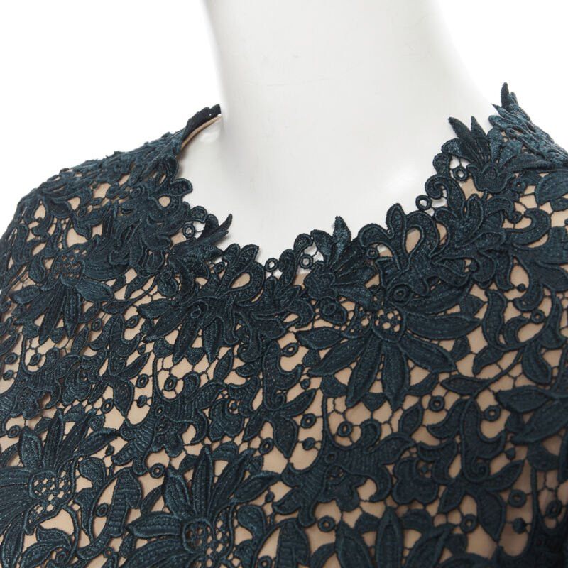 Stella McCartney STELLA MCCARTNEY 2013 green floral guipure lace fitted waist lined top IT36 XS Size XS / US 0-2 / IT 36-38 - 7 Thumbnail