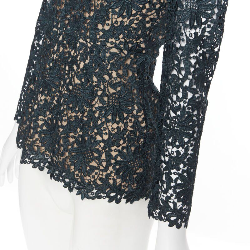 Stella McCartney STELLA MCCARTNEY 2013 green floral guipure lace fitted waist lined top IT36 XS Size XS / US 0-2 / IT 36-38 - 8 Thumbnail