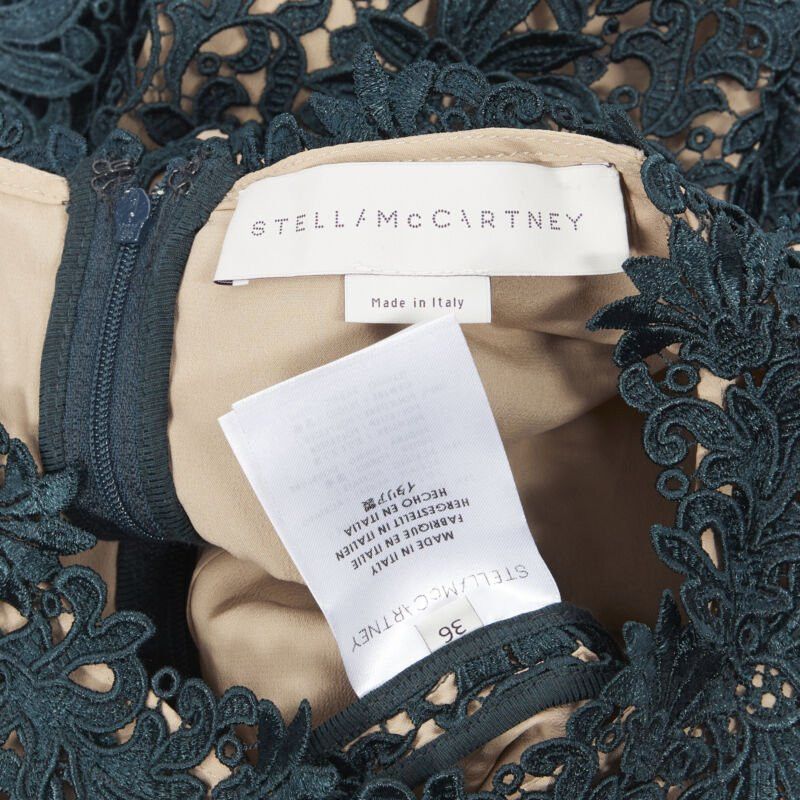 Stella McCartney STELLA MCCARTNEY 2013 green floral guipure lace fitted waist lined top IT36 XS Size XS / US 0-2 / IT 36-38 - 9 Thumbnail