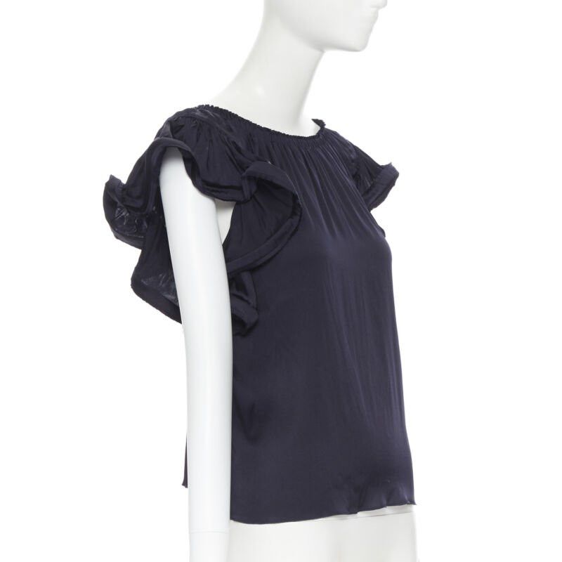 Lanvin LANVIN ALBER ELBAZ 2008 stretch silk elasticated neck ruffle sleeve top FR34 XS Size XS / US 0-2 / IT 36-38 - 3 Thumbnail