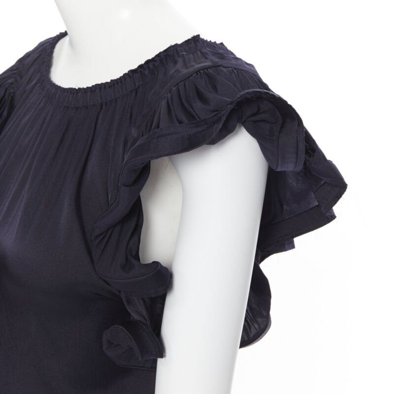 Lanvin LANVIN ALBER ELBAZ 2008 stretch silk elasticated neck ruffle sleeve top FR34 XS Size XS / US 0-2 / IT 36-38 - 2 Thumbnail
