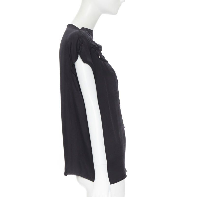 Lanvin LANVIN ALBER ELBAZ 2009 black silk lurex gold cut out cap sleeve top FR36 XS Size XS / US 0-2 / IT 36-38 - 4 Thumbnail