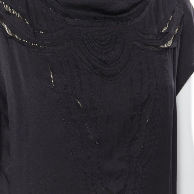 Lanvin LANVIN ALBER ELBAZ 2009 black silk lurex gold cut out cap sleeve top FR36 XS Size XS / US 0-2 / IT 36-38 - 8 Thumbnail