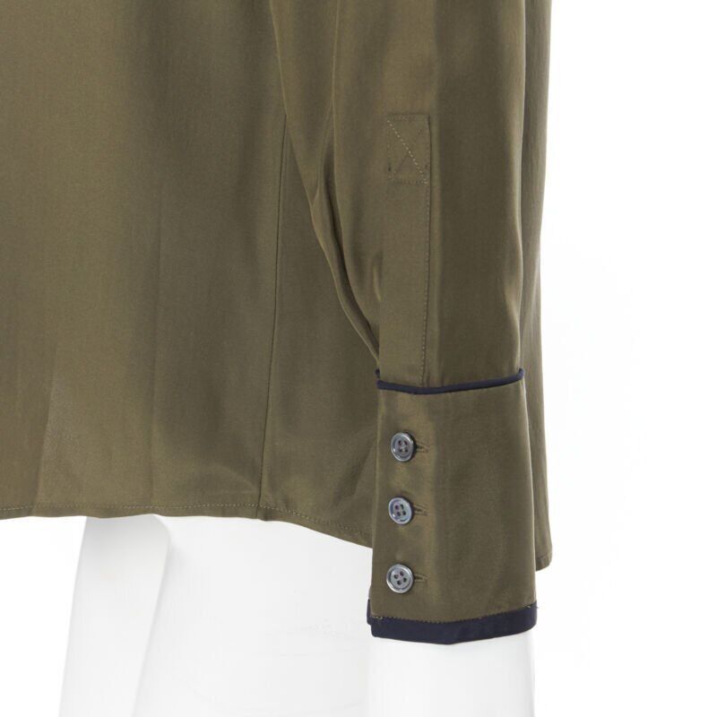 Frame FRAME 100% silk forest green black piping casual pyjama shirt XS Size XS / US 0-2 / IT 36-38 - 8 Thumbnail