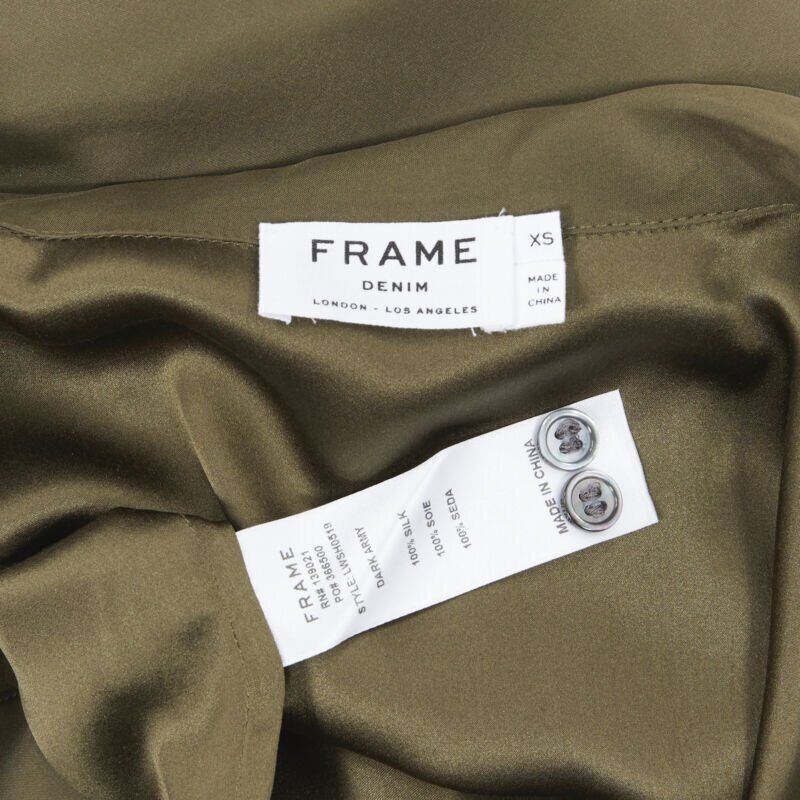 Frame FRAME 100% silk forest green black piping casual pyjama shirt XS Size XS / US 0-2 / IT 36-38 - 9 Thumbnail