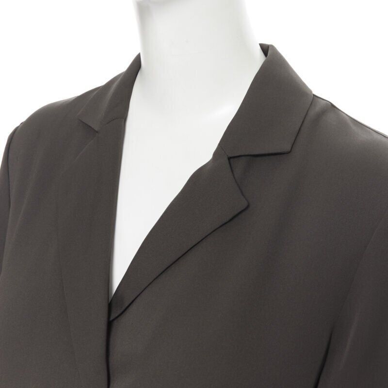 new FRAME Dark Moss green 100% silk spread collar popover shirt blouse XS