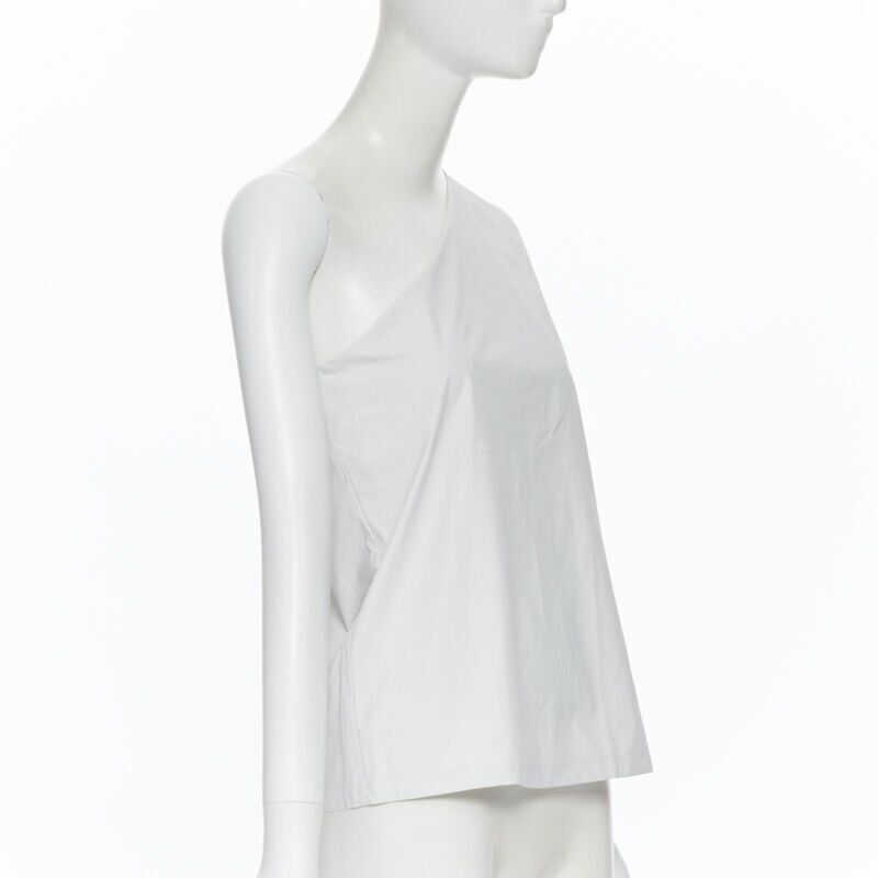 Max Mara new MAX MARA white coated cotton one shoulder asymmetric top S Size S / US 4 / IT 40 - 3 Thumbnail