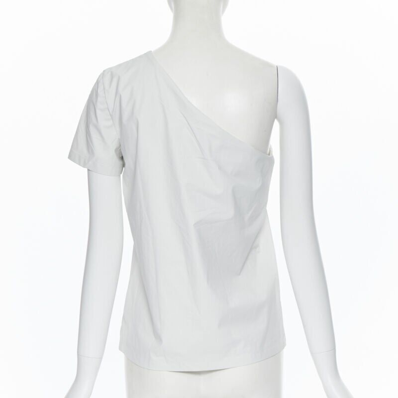 Max Mara new MAX MARA white coated cotton one shoulder asymmetric top S Size S / US 4 / IT 40 - 5 Thumbnail
