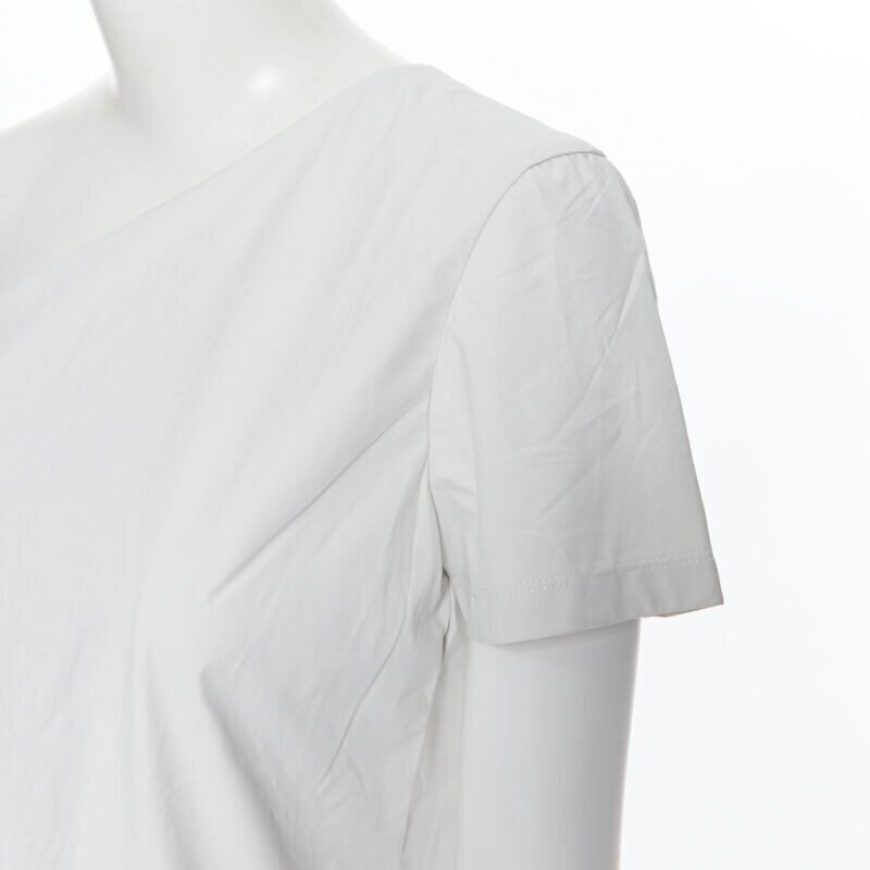 Max Mara new MAX MARA white coated cotton one shoulder asymmetric top S Size S / US 4 / IT 40 - 2 Thumbnail