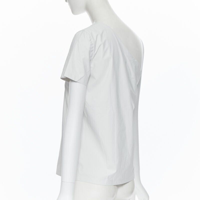 Max Mara new MAX MARA white coated cotton one shoulder asymmetric top S Size S / US 4 / IT 40 - 6 Thumbnail