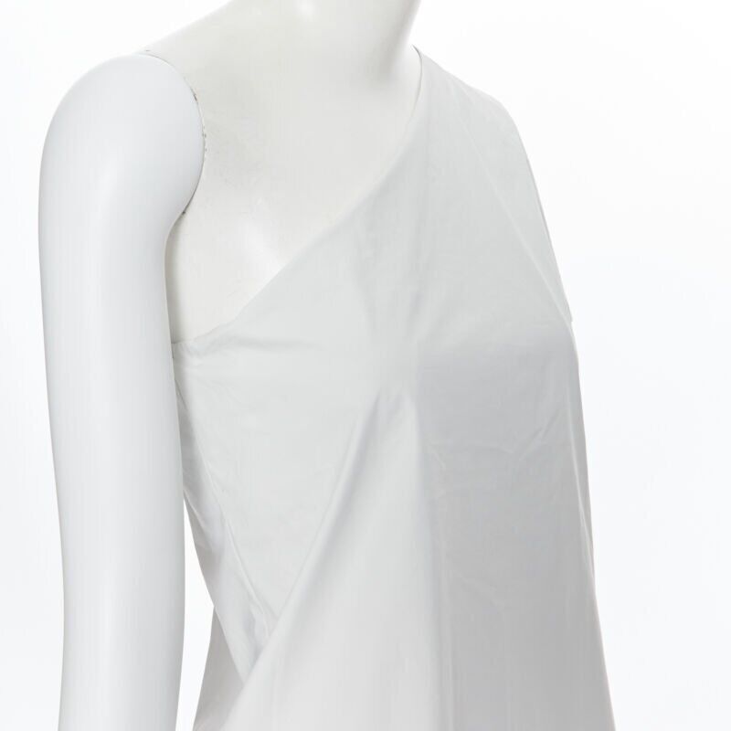 Max Mara new MAX MARA white coated cotton one shoulder asymmetric top S Size S / US 4 / IT 40 - 7 Thumbnail
