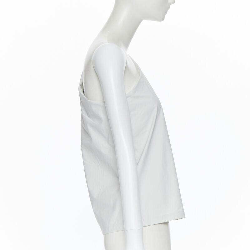 Max Mara new MAX MARA white coated cotton one shoulder asymmetric top S Size S / US 4 / IT 40 - 4 Thumbnail